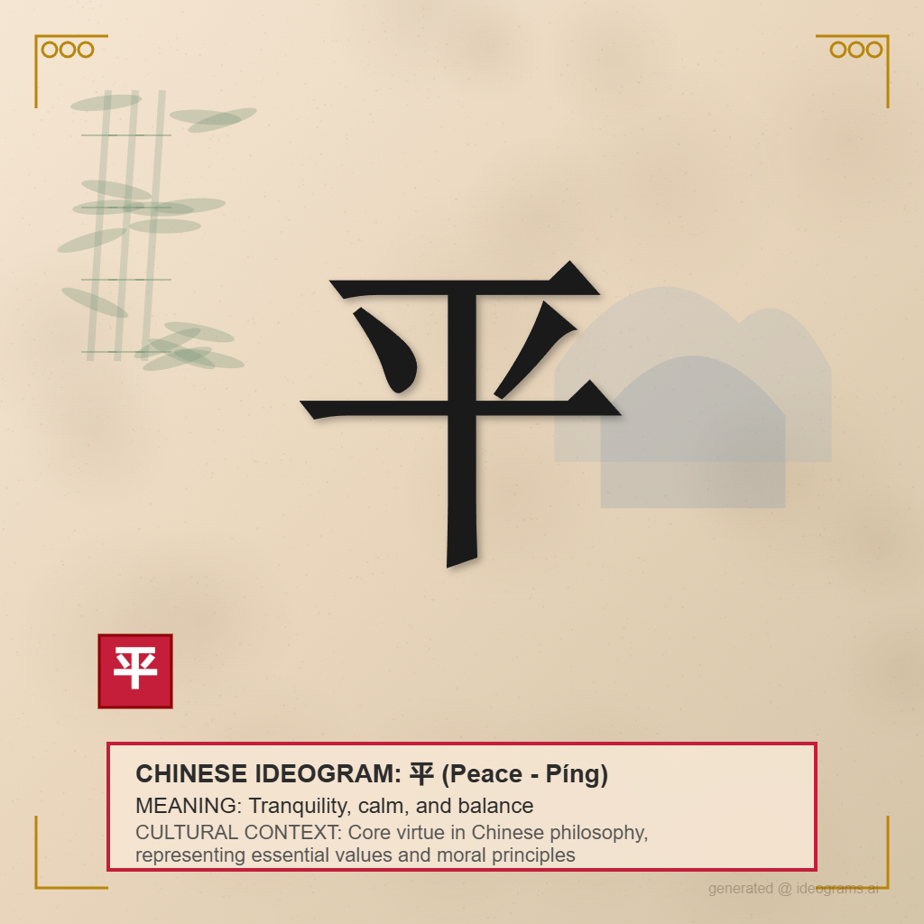 Chinese Ideogram for Peace (平)
