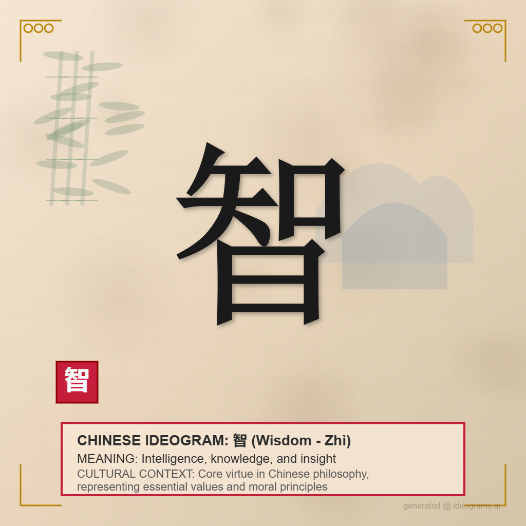 Chinese Ideogram for Wisdom (智)